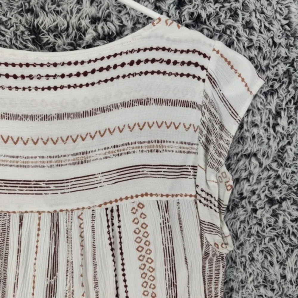 Savanna Jane Embroidered Tunic Top Multi Color Stripe Cottage Fairy Women Medium - Picture 10 of 15
